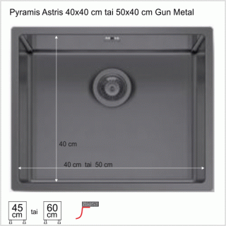 Pyramis Astris Gun Metal (mitat 40x40 ja 40x50)